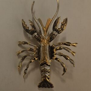 Elegant Gold and Silver Lobster Brooch